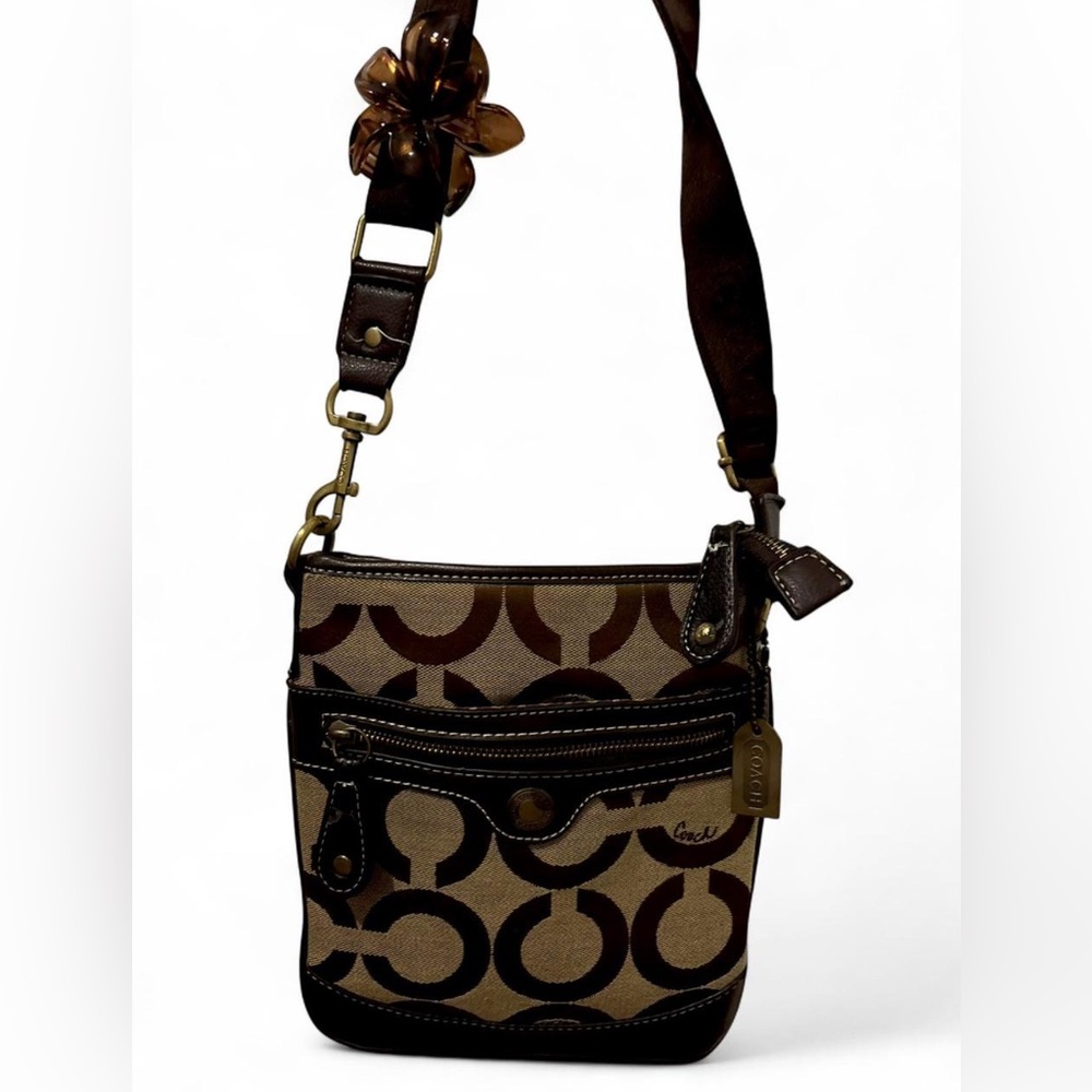 coach tan and brown crossbody bag